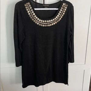 Susan Lawrence Black Top with Metallic Accents